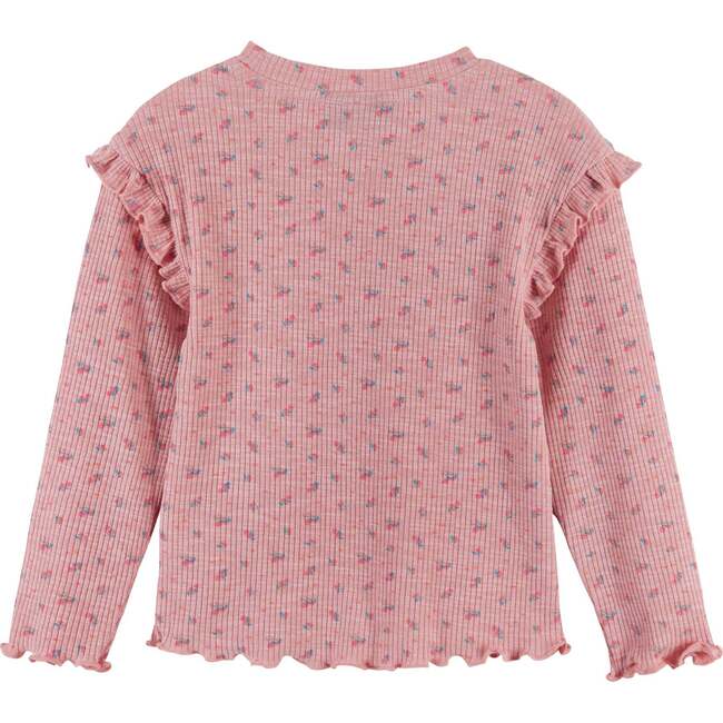 Floral Long Sleeve Tee, Pink - T-Shirts - 6