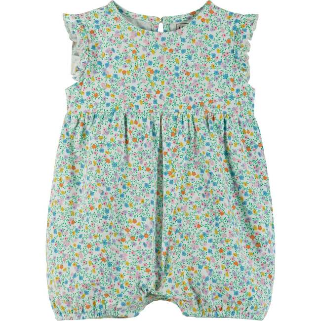 Flutter Sleeve Floral Baby Bubble, White - Rompers - 6