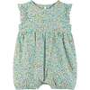 Flutter Sleeve Floral Baby Bubble, White - Rompers - 6