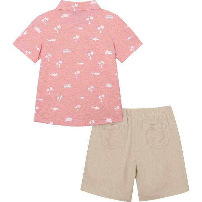 Fun Print Knit Button-Up & Short Set, Red - Mixed Apparel Set - 5