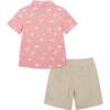 Fun Print Knit Button-Up & Short Set, Red - Mixed Apparel Set - 5