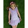 Flower Ruffle Dress, Purple - Dresses - 6