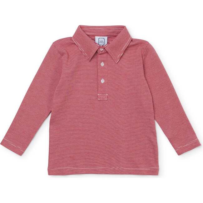 Finn Boys' Long Sleeve Polo Golf Shirt, Red Stripes