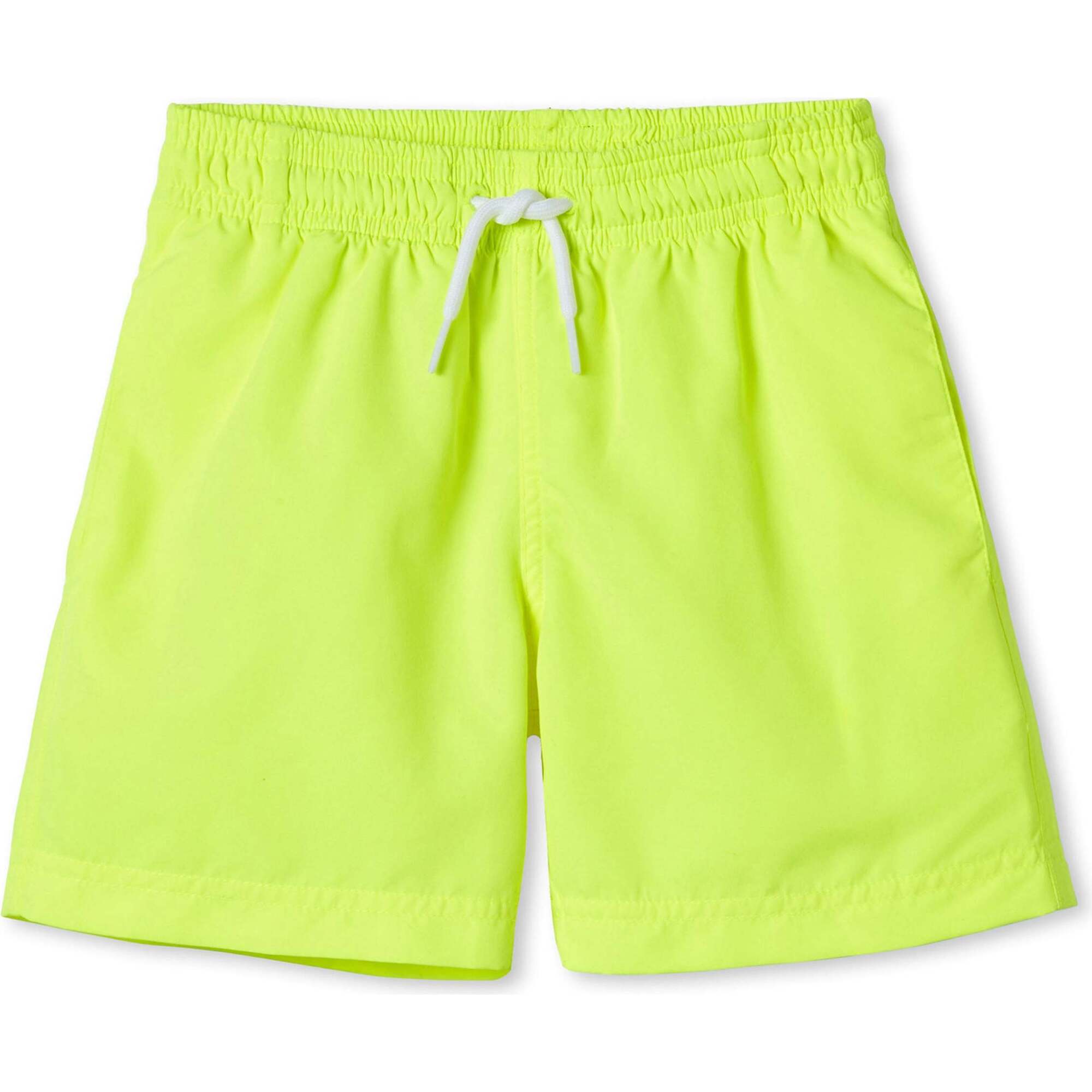 Drawstring Board Shorts, Neon Yellow - Swim Trunks - 1