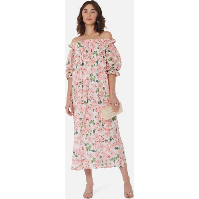 Women's Grace Dress in Pink Floral Cotton Voile  Pink - Dresses - 2