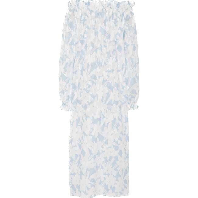 Women's Grace Dress in Pastel Blue & White Cotton Floral  Blue & White - Dresses - 5