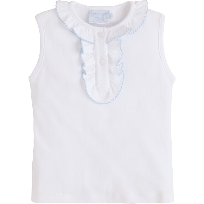 Ruffled Henley, Light Blue