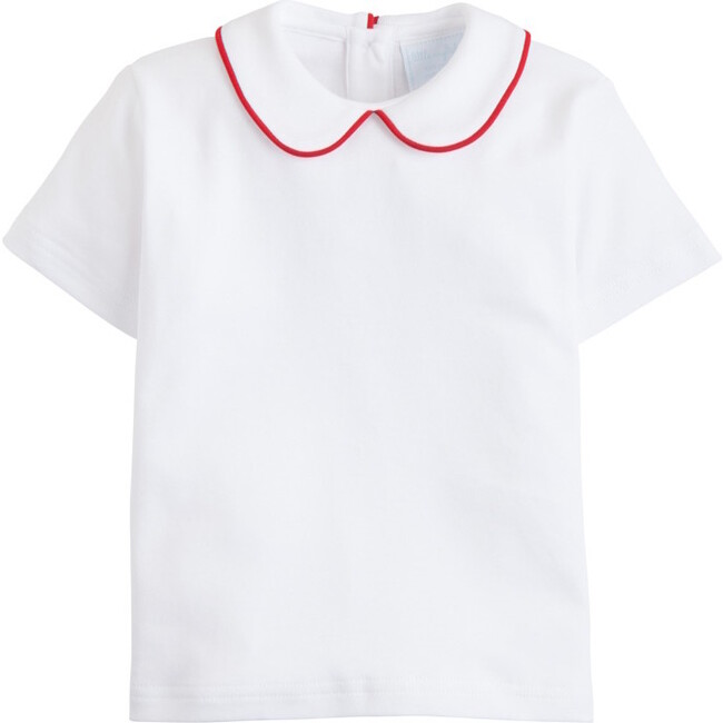 Piped Peter Pan Short Sleeve Shirt, Red