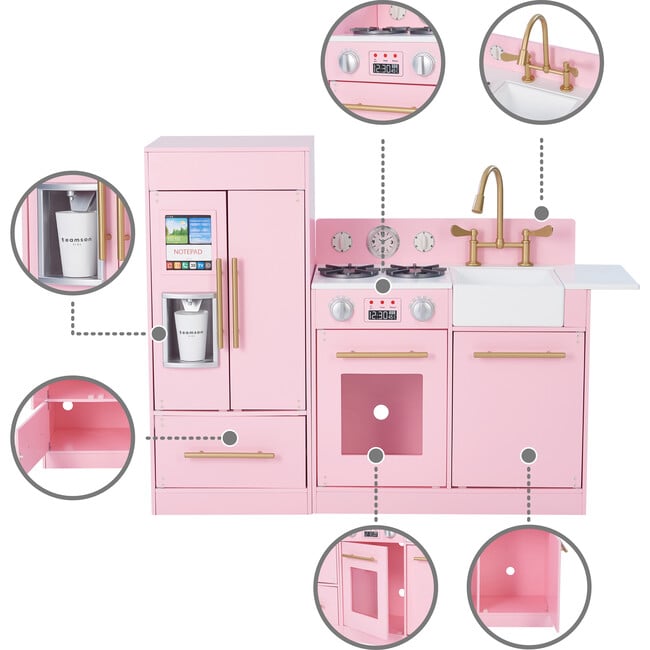 Little Chef Charlotte Modern Play Kitchen, Pink/Gold - Play Kitchens - 8