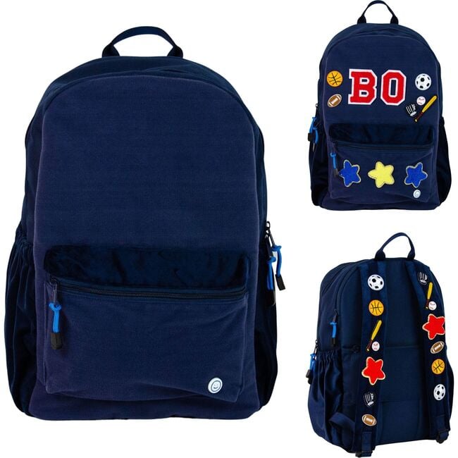 Large Hook & Loop Becco Backpack, Navy - Backpacks - 3