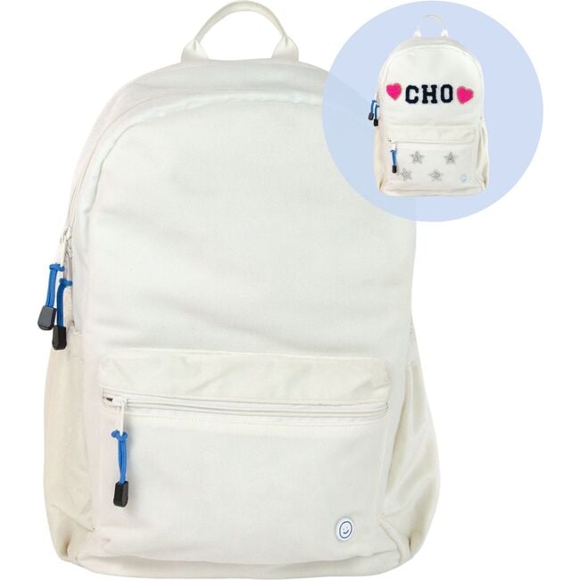 Large Hook & Loop Becco Backpack, Cream - Backpacks - 4