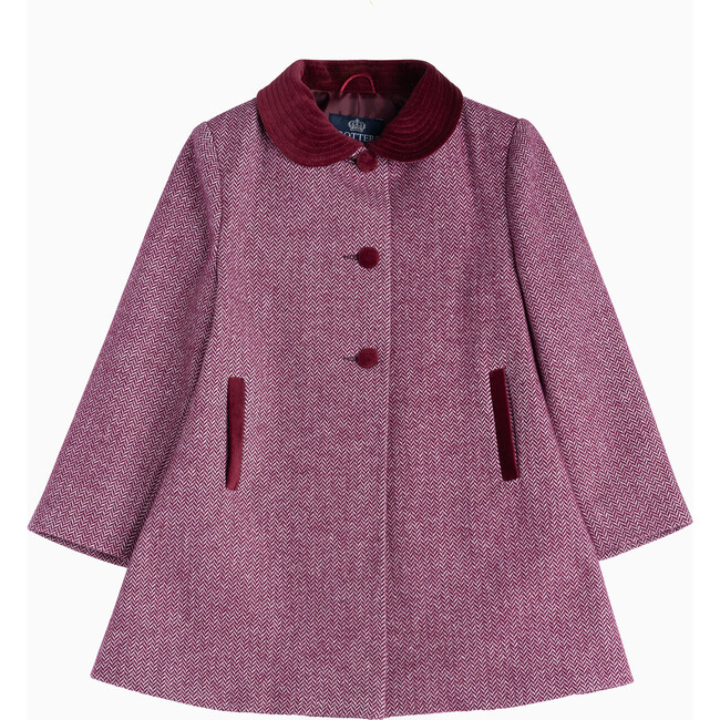 Matilda Swing Coat, Pink Herringbone
