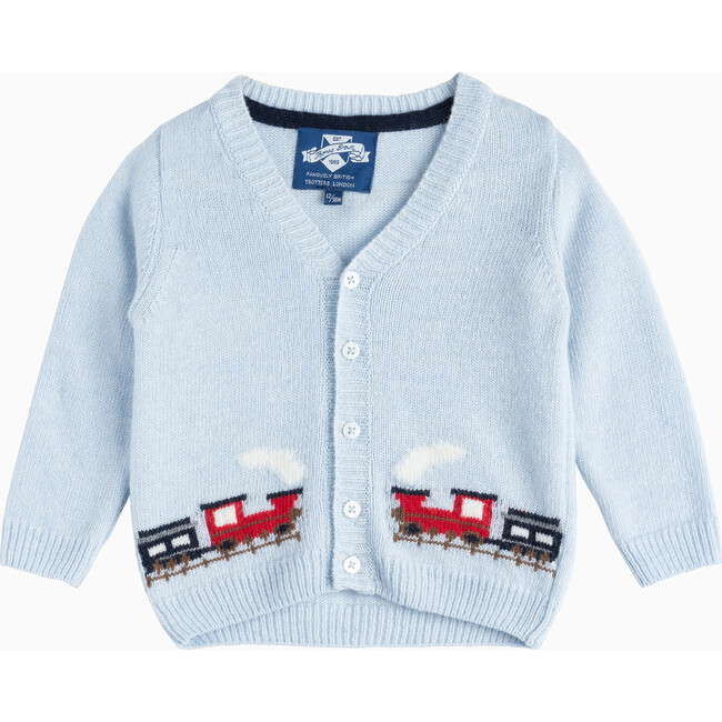 Little Thomas Train Cardigan, Pale Blue