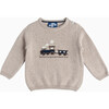Little Thomas Train Sweater, Oatmeal - Sweaters - 1 - thumbnail
