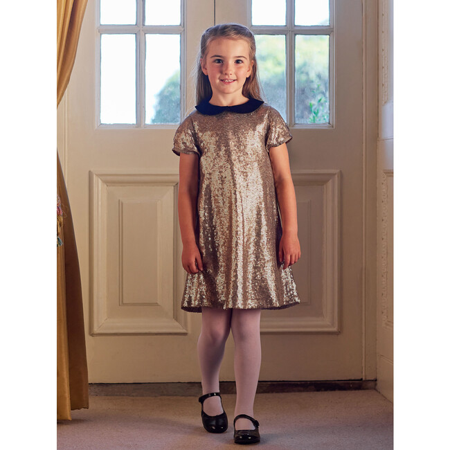 Sienna Sequin Party Dress, Gold Sequin - Dresses - 2