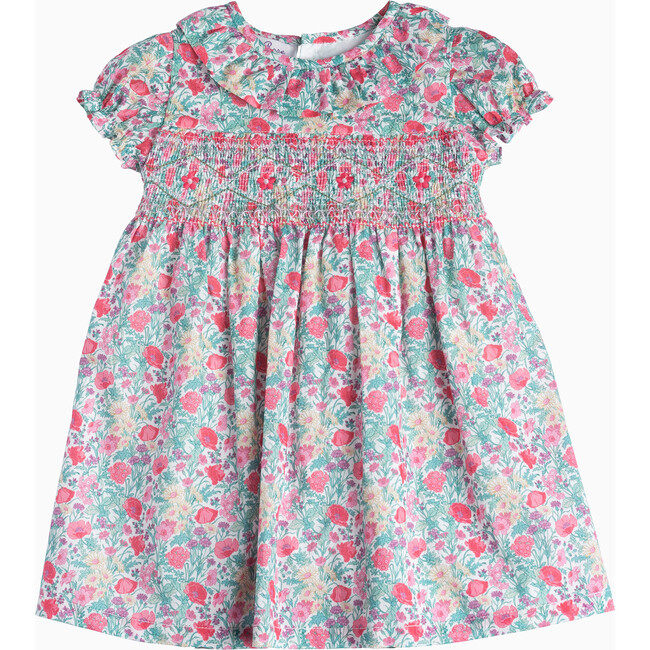 Little Liberty Print Florence Willow Smocked Dress, Pink Florence May