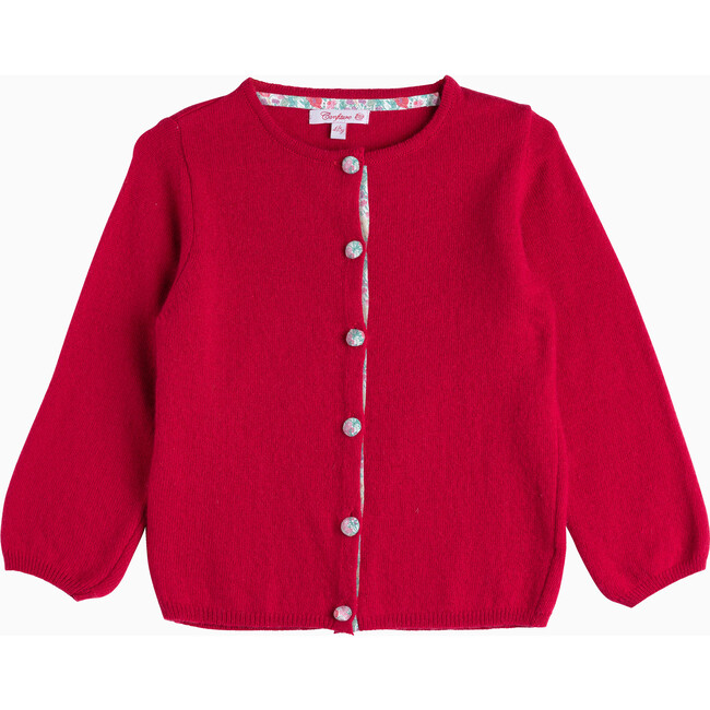 Little Liberty Print Florence May Bow Cardigan, Cherry