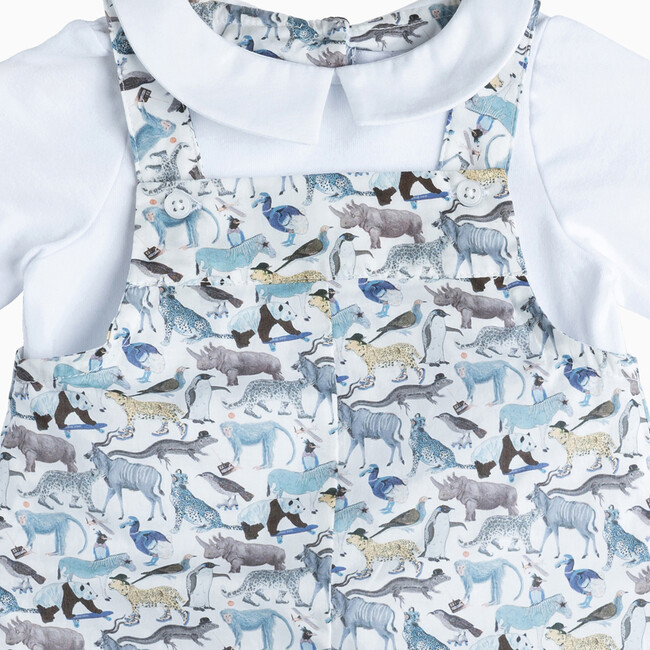 Little Liberty Print Zoo Dungaree, Zoo Print - Rompers - 3