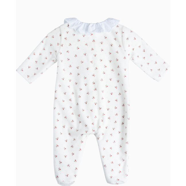 Little Ditsy Velour Onesie, White & Red - Onesies - 2