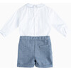 Little Rupert Set, White & Navy Herringbone - Mixed Apparel Set - 2