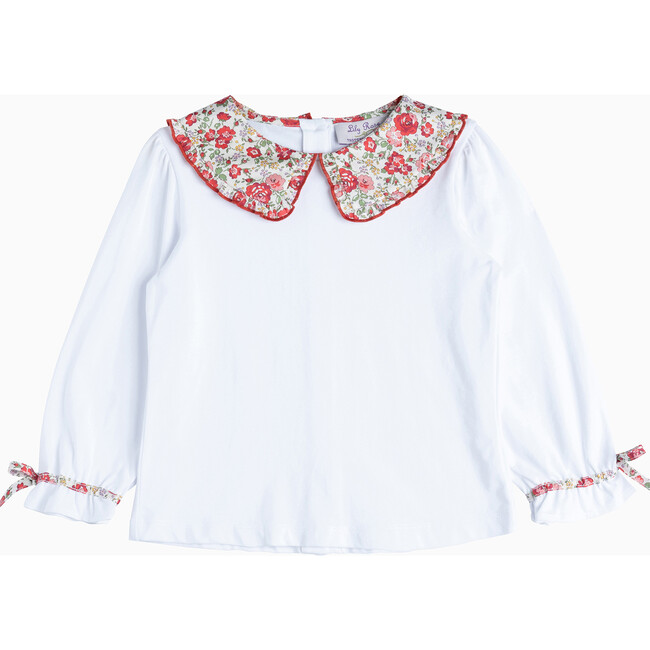 Liberty Print Felicite Pie Crust Jersey Blouse, White & Red Felicite
