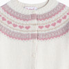 Little Natasha Fairisle Cardigan, Winter White & Pink - Cardigans - 3