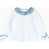 Liberty Print Capel Willow Jersey Blouse, White & Teal Green Capel - T-Shirts - 1 - thumbnail