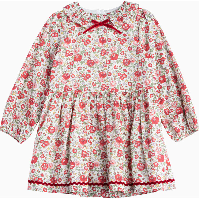 Liberty Print Felicite Floral Willow Dress, Red Felicite