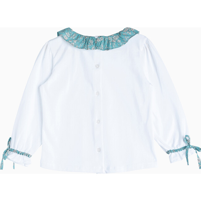 Liberty Print Capel Willow Jersey Blouse, White & Teal Green Capel - T-Shirts - 2
