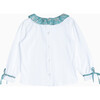 Liberty Print Capel Willow Jersey Blouse, White & Teal Green Capel - T-Shirts - 2