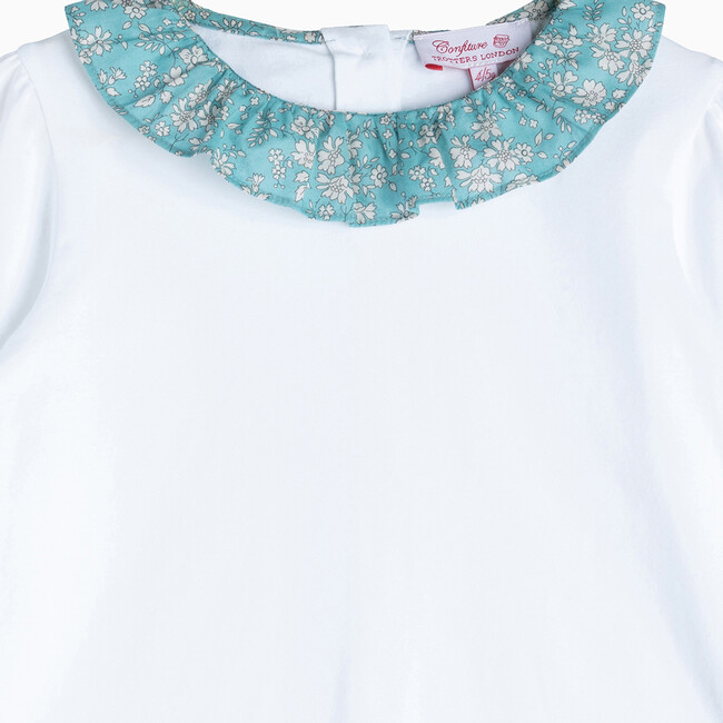 Liberty Print Capel Willow Jersey Blouse, White & Teal Green Capel - T-Shirts - 3