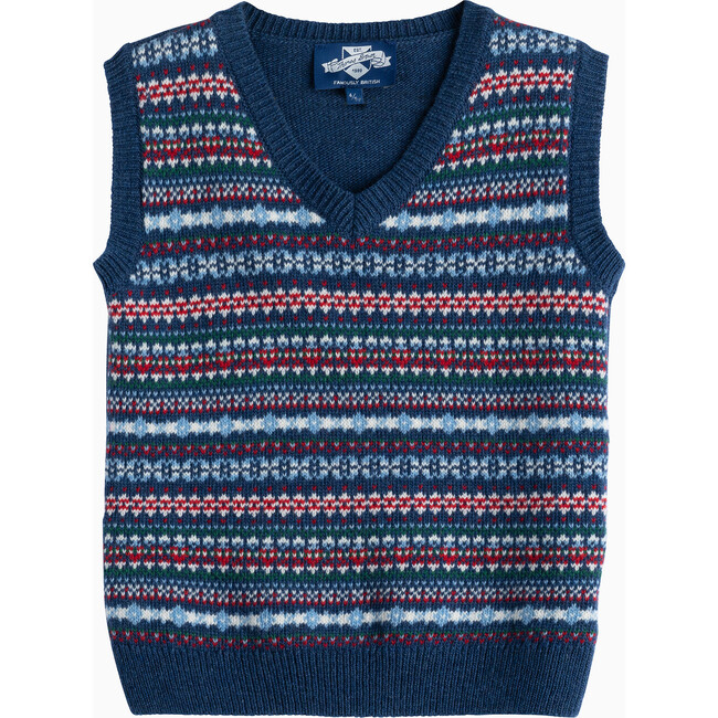 Freddy Fairisle Tank, Denim Blue Marl