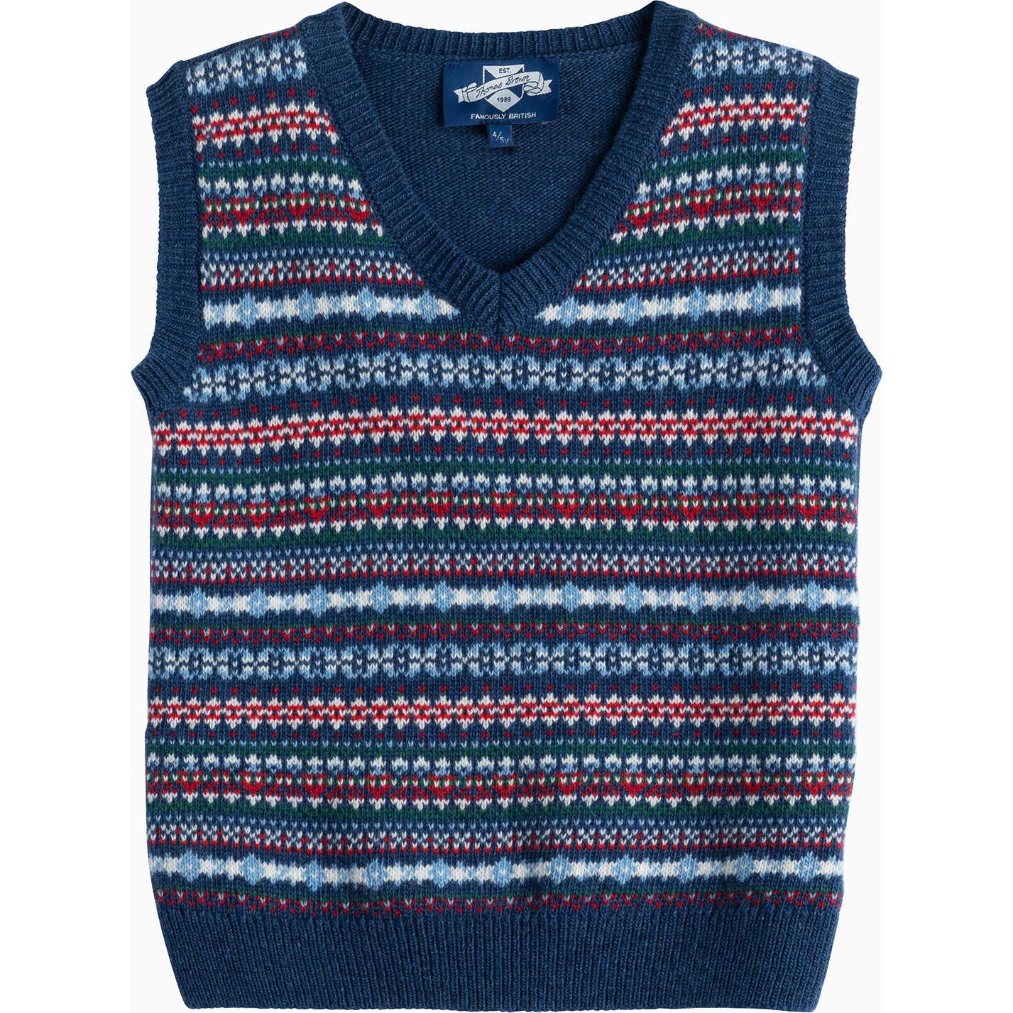 Freddy Fairisle Tank, Denim Blue Marl Trotters London Tops
