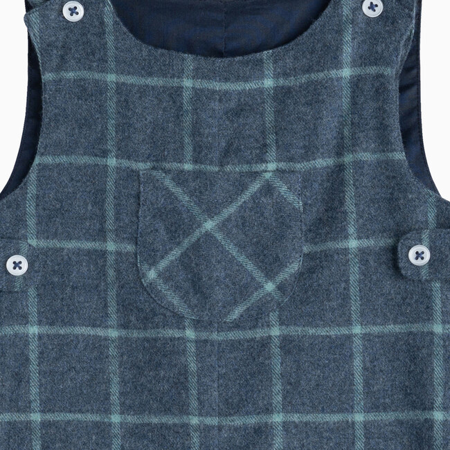 Little Archie Romper, Navy & Sage Check - Rompers - 3
