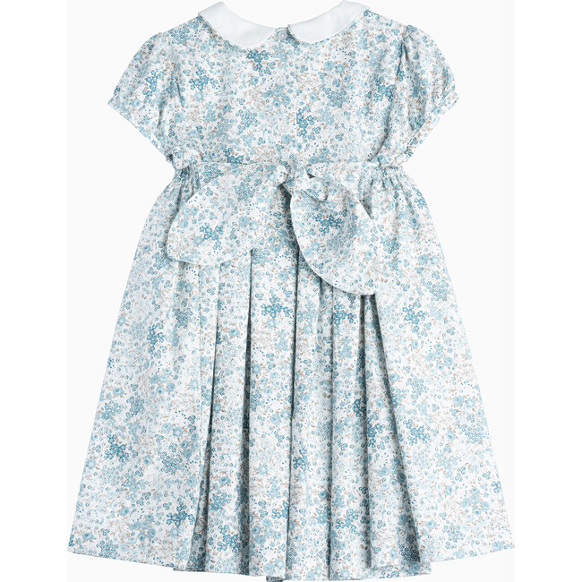 Arabella Bloom Smocked Dress, Sea Blue Floral - Dresses - 2