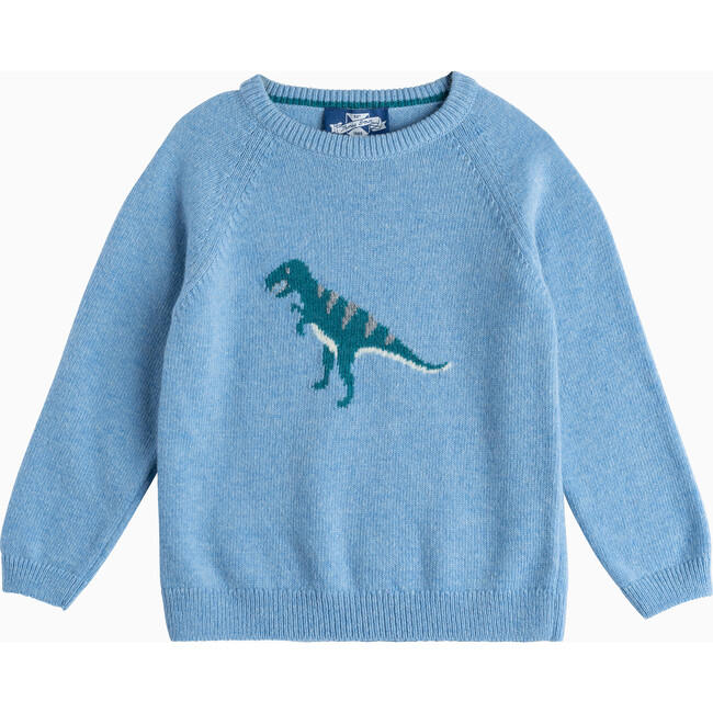 Dominic Dinosaur Sweater, Blue Marl