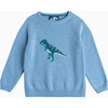 Dominic Dinosaur Sweater, Blue Marl - Sweaters - 1 - thumbnail
