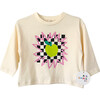 Apple Checker Tee, Cream - T-Shirts - 1 - thumbnail