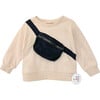 Belt Bag Sweatshirt, Cream - Sweatshirts - 1 - thumbnail