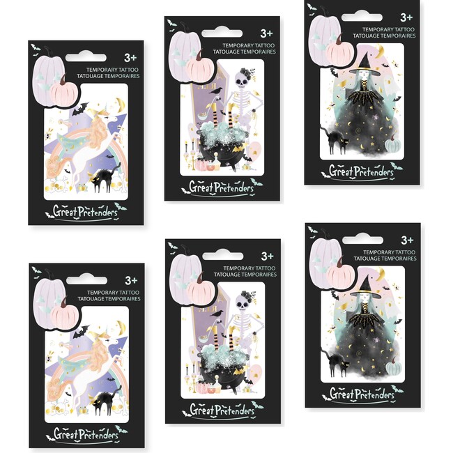 Raven The Halloween Witch Temporary Assorted Tattoos 6pc Bundle
