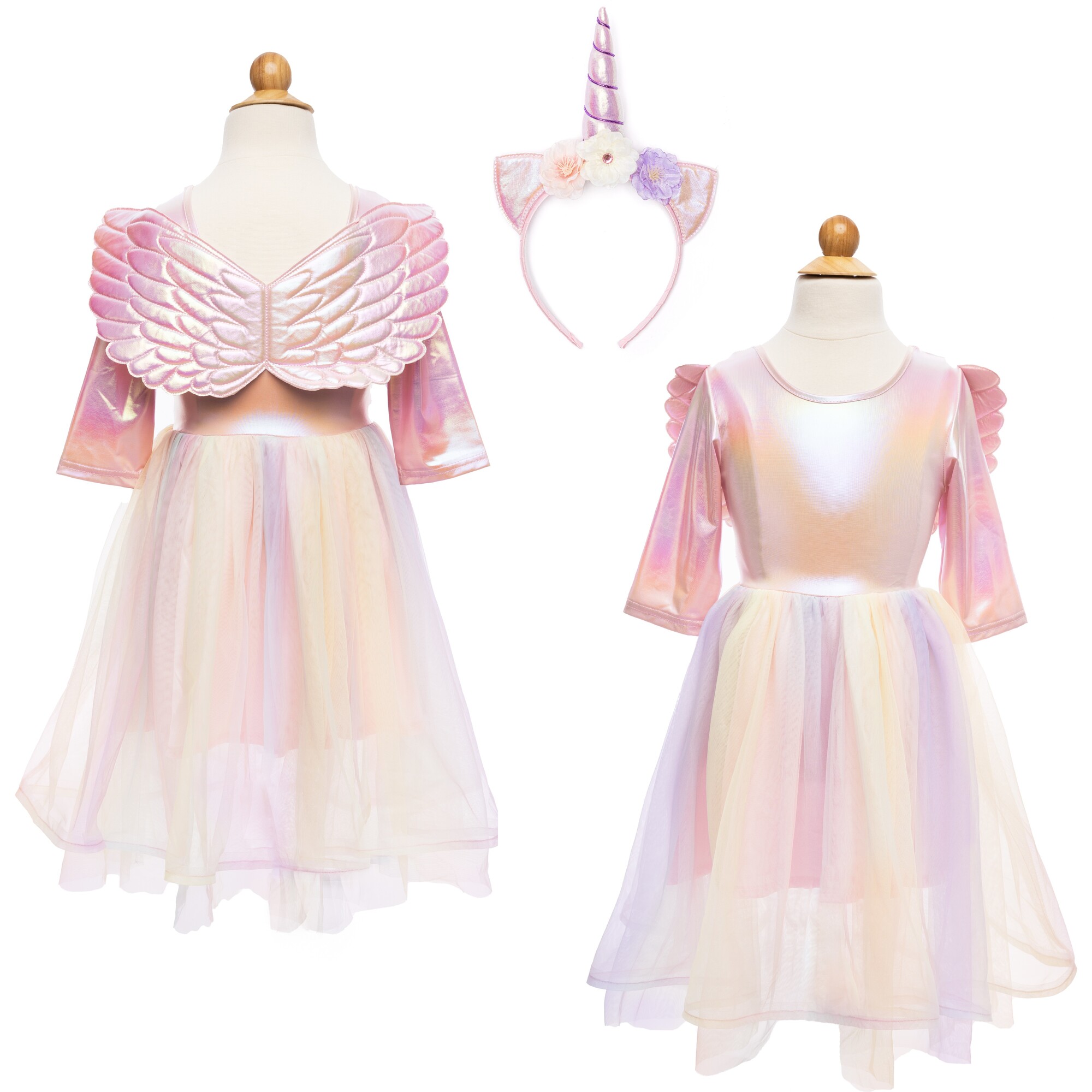 Alicorn Dress with Wings & Headband, White - Costumes - 1