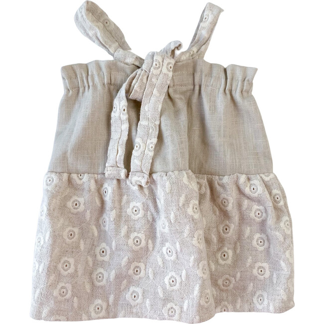 Embroidered Linen Baby Dress, Ecru