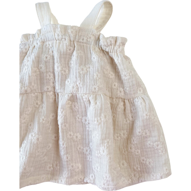 Embroidered Muslin Baby Dress, Ecru - Dresses - 3