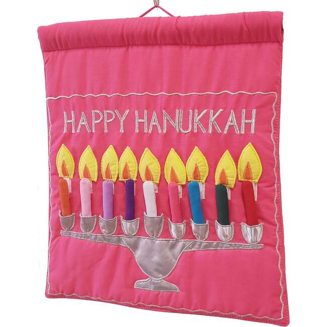 Happy Hanukkah Pink Menorah Jewish Wall Hanging - Wall Décor - 3