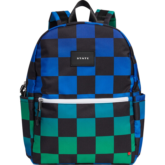 Kane Kids Double Pocket Backpack, Blue Checkerboard