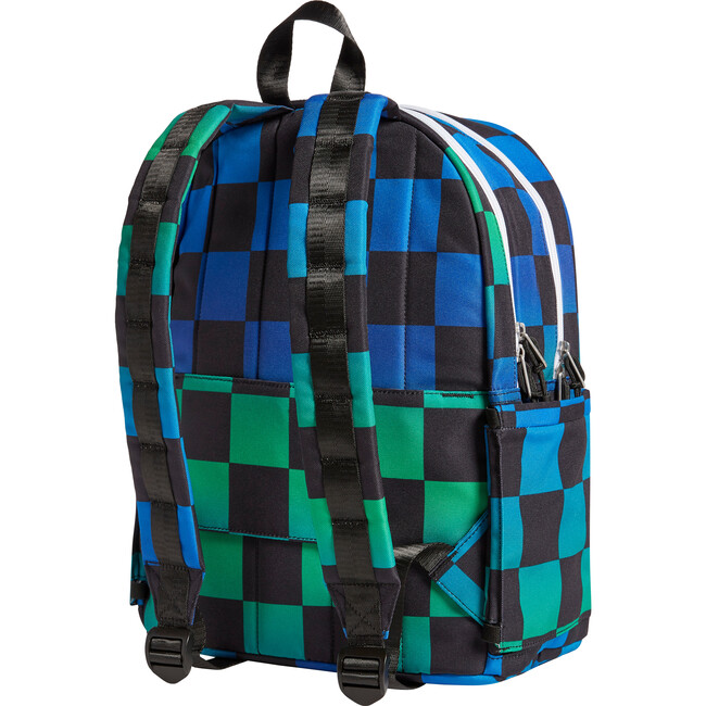 Kane Kids Double Pocket Backpack, Blue Checkerboard - Backpacks - 3
