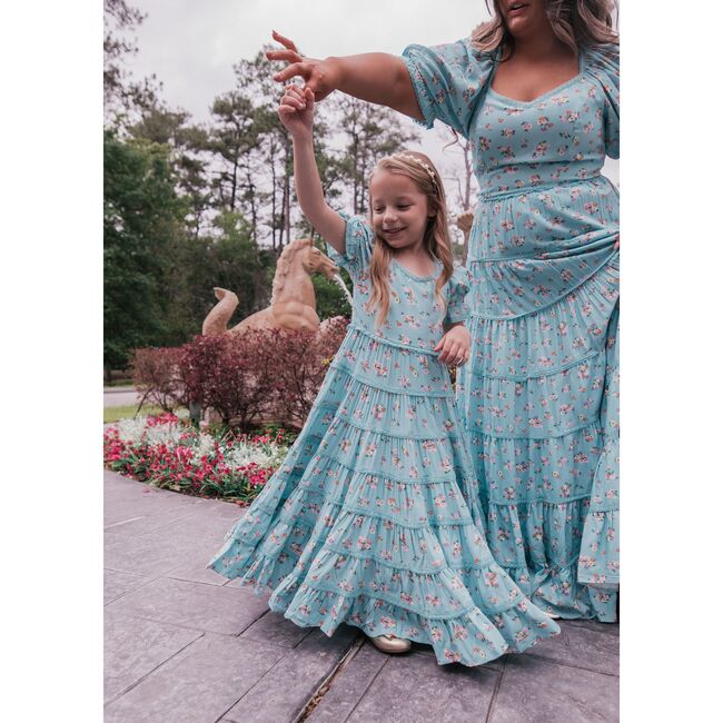 Eden Girls Dress, Blue Floral - Dresses - 3