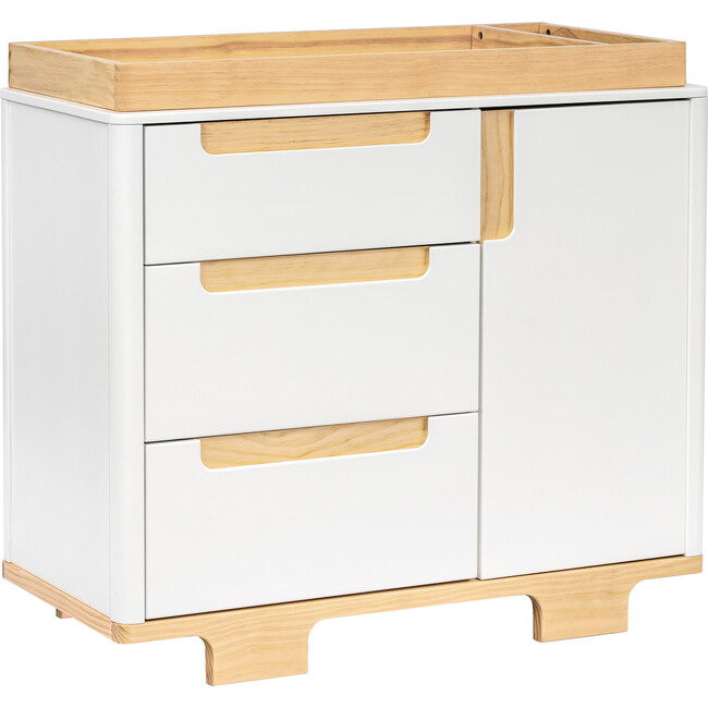 Yuzu 3-Drawer Changer Dresser, White And Natural