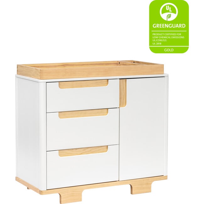 Yuzu 3-Drawer Changer Dresser, White And Natural - Changing Tables - 2