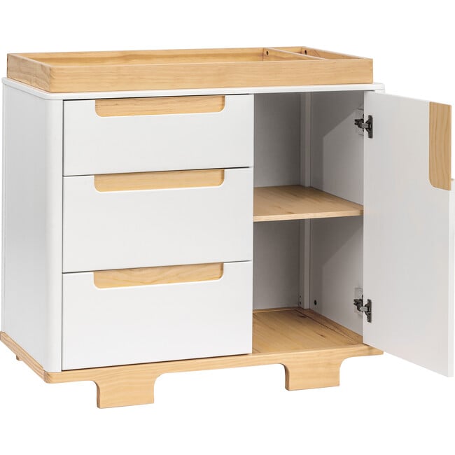 Yuzu 3-Drawer Changer Dresser, White And Natural - Changing Tables - 6